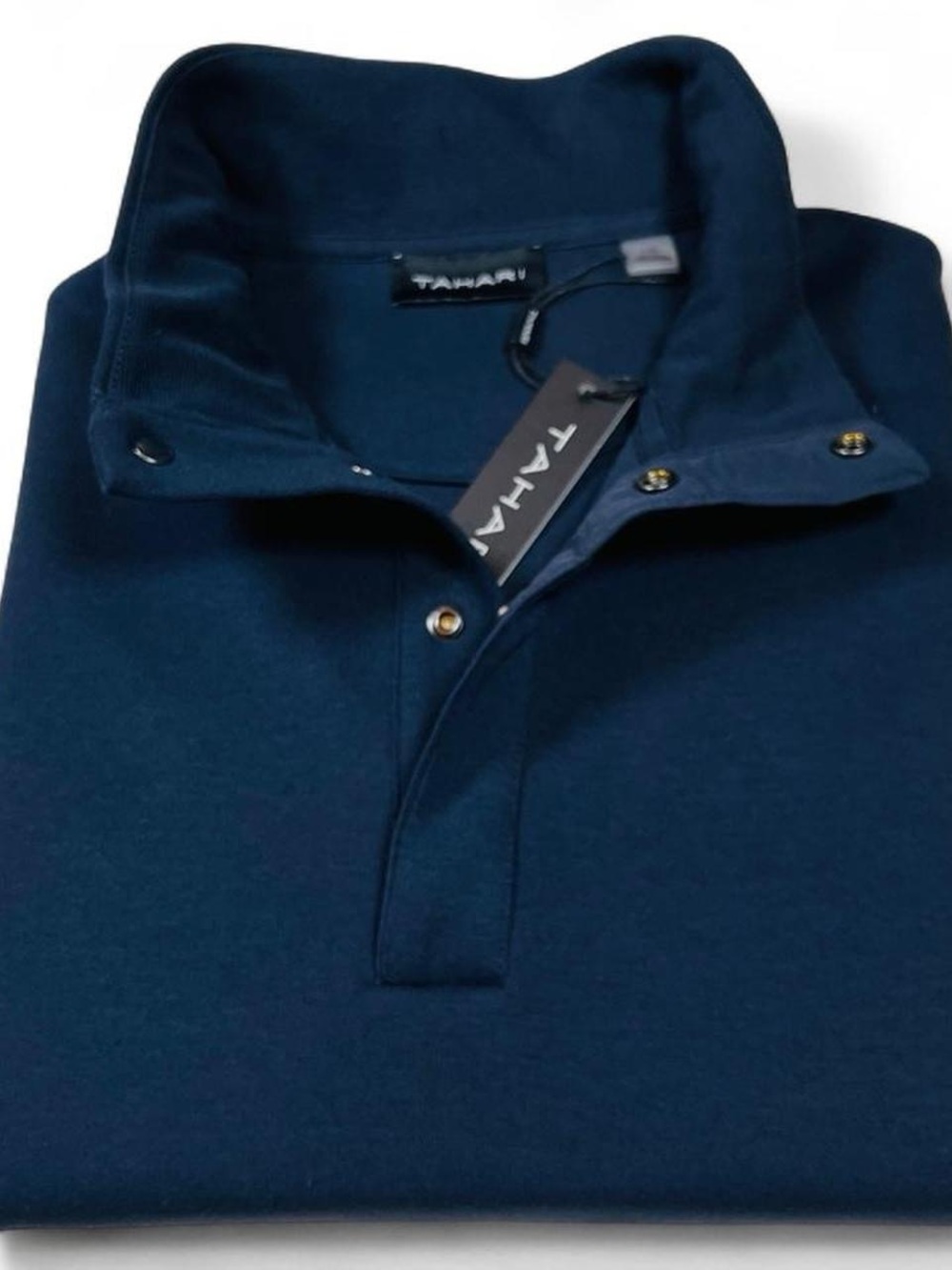 NWT! Tahari Quarter Button Double Knit Navy Blue Sweatshirt Men’s Large Golf
